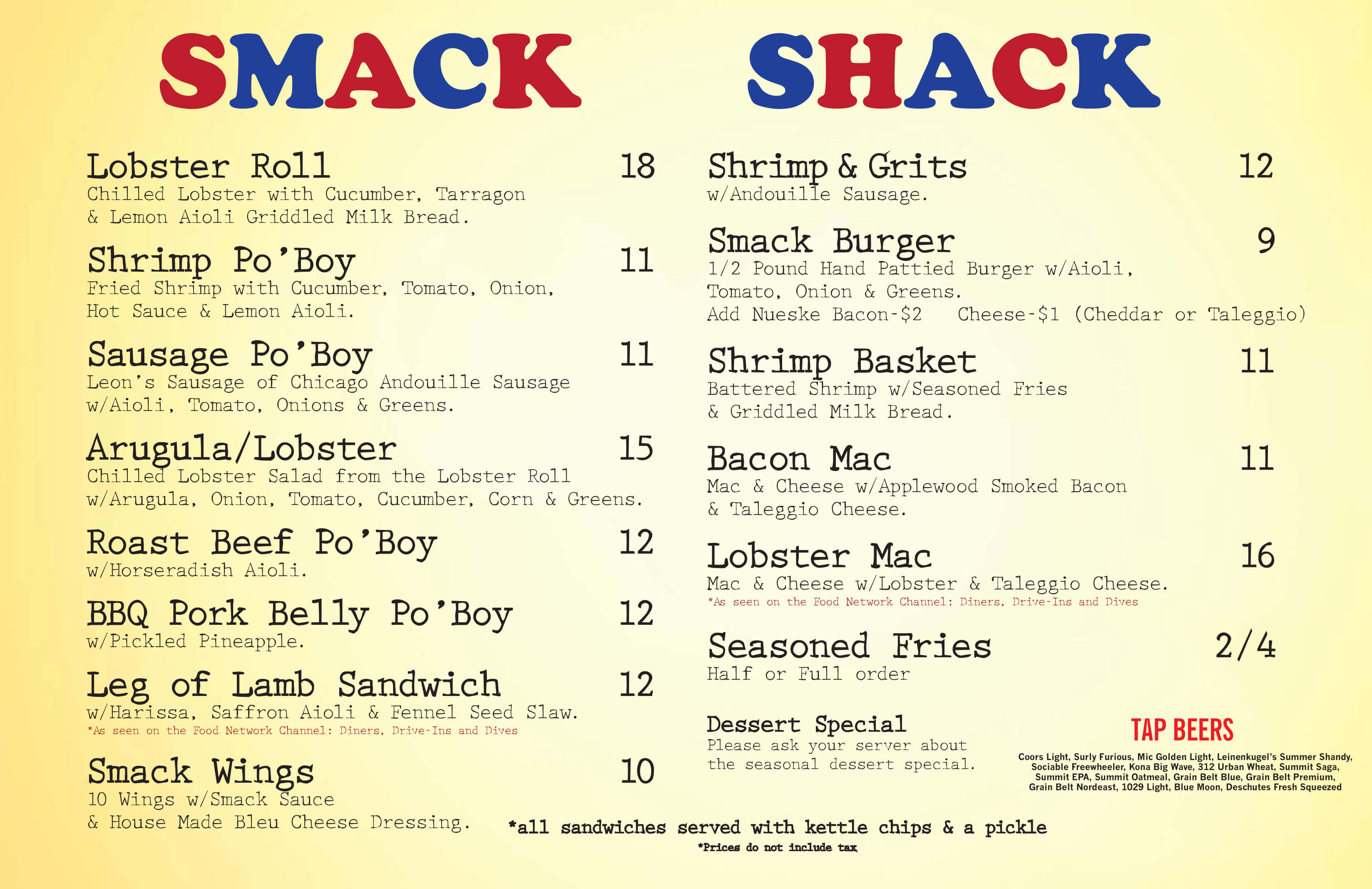 stack shack menu